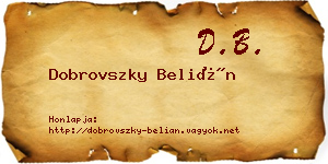 Dobrovszky Belián névjegykártya